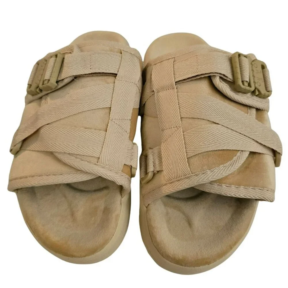 DRACO Slides Size 7-8 7.5 Men's Sandstorm Beige Remastered Sandals Shoes NEW+Bag
